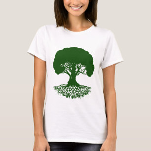 Patrickのケルト語IrishTreeofLife-HunterGreenT-Shirt Tシャツ