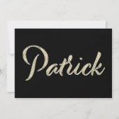 Patrick Name white gold Handwriting Karte カード (正面)