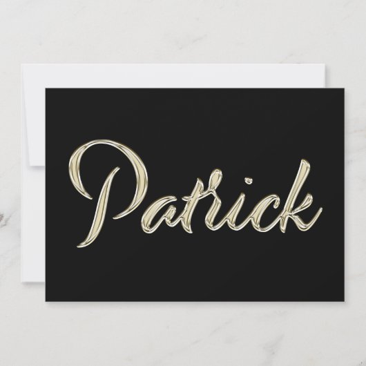 Patrick Name white gold Handwriting Karte カード (正面)