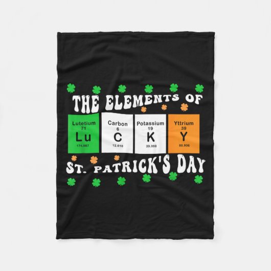 Patricks Day Funny Elements Of Lucky Periodic Tabl フリースブランケット (正面)