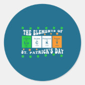 Patricks Day Funny Elements Of Lucky Periodic Tabl ラウンドシール (正面)