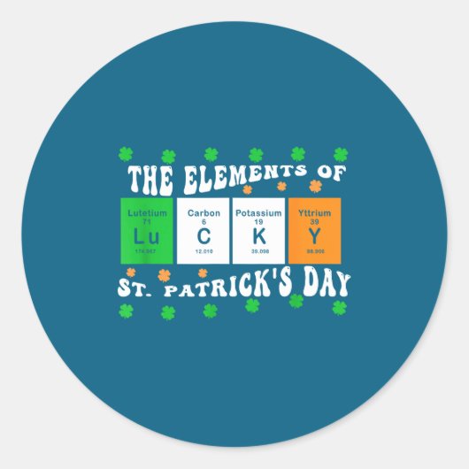 Patricks Day Funny Elements Of Lucky Periodic Tabl ラウンドシール (正面)