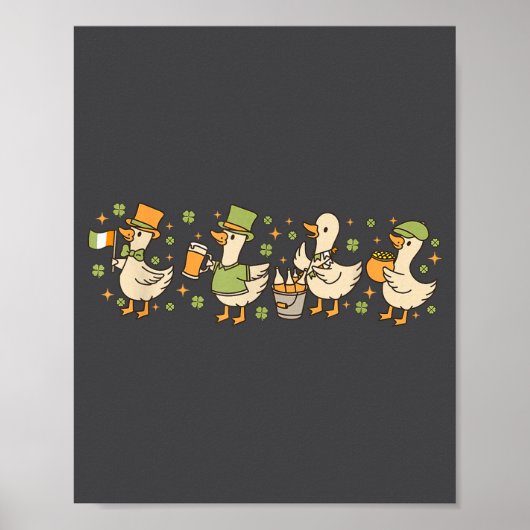 Patricks Day,funny Goose, Shamrock, Beer Gift Tee  ポスター (正面)
