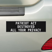 Patriot Actは全てのプライバシーを破壊 バンパーステッカー (車上)