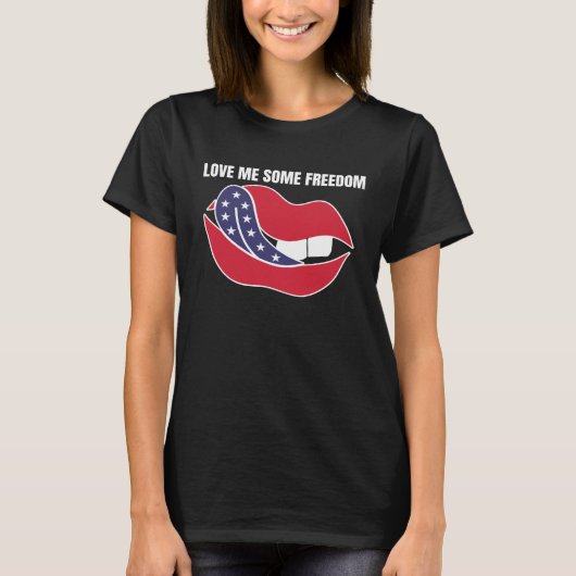 Patriot American Love Me Some Freedom USA Tongue L Tシャツ (正面)