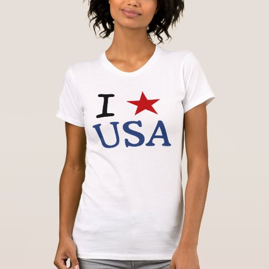 Patriot I USAハートRed Star America I LOVE USA Tシャツ (正面)