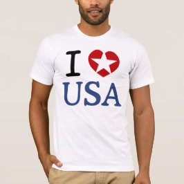 Patriot I USAハートWhite Star America I LOVE USA Tシャツ