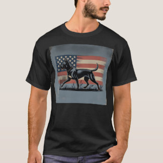 Patriot Pup – Retro Dog with American Flag Tシャツ