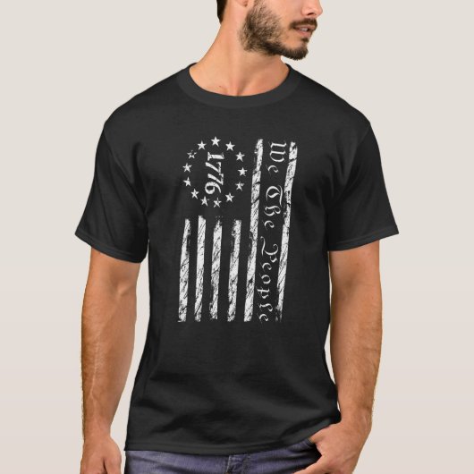 Patriotic 1776 We The People USA American Flag 4th Tシャツ (正面)