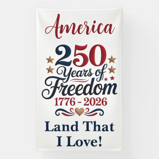 Patriotic 250‑Year Milestone Design  横断幕 (縦)
