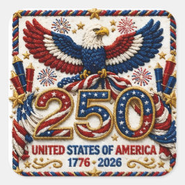Patriotic 250th celebration 1776 -2026 July 4th スクエアシール