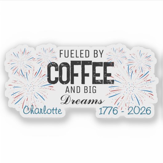  Patriotic 4th of July Custom Name シール (正面)