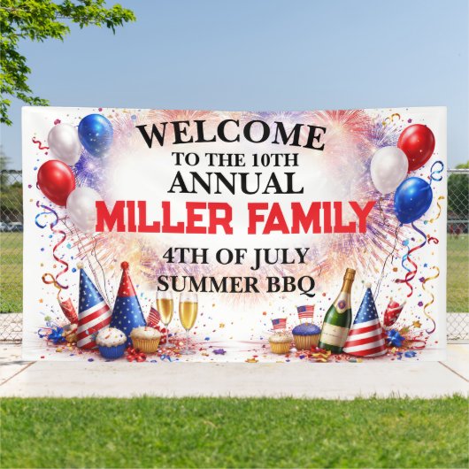 Patriotic 4th of July Family Celebration Banner 横断幕 (外側)