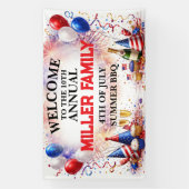 Patriotic 4th of July Family Celebration Banner 横断幕 (縦)