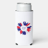 Patriotic 4th of July Floral Bbq 250 Anniversary  スリム缶クーラー (Seltzer正面)