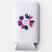 Patriotic 4th of July Floral Bbq 250 Anniversary  スリム缶クーラー (裏面)