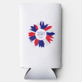 Patriotic 4th of July Floral Bbq 250 Anniversary  スリム缶クーラー (正面)