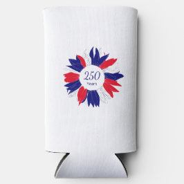 Patriotic 4th of July Floral Bbq 250 Anniversary  スリム缶クーラー