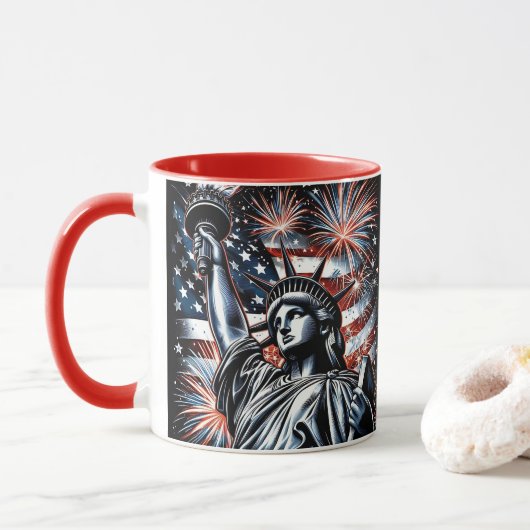 Patriotic 4th of July Mug USA Independence Day マグカップ (ドーナツ)