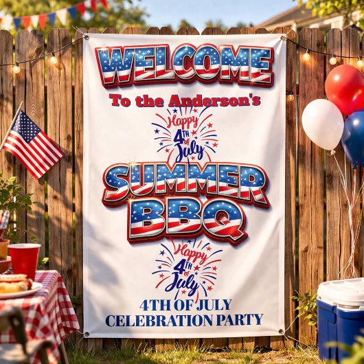 Patriotic 4th of July Welcome Banner 横断幕