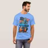 Patriotic 60s Muscle Car Funny Dragster USA Hotrod Tシャツ (正面フル)