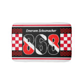 PATRIOTIC 868あなたの名前 |黒市松模様にのフラグ バスマット (正面)