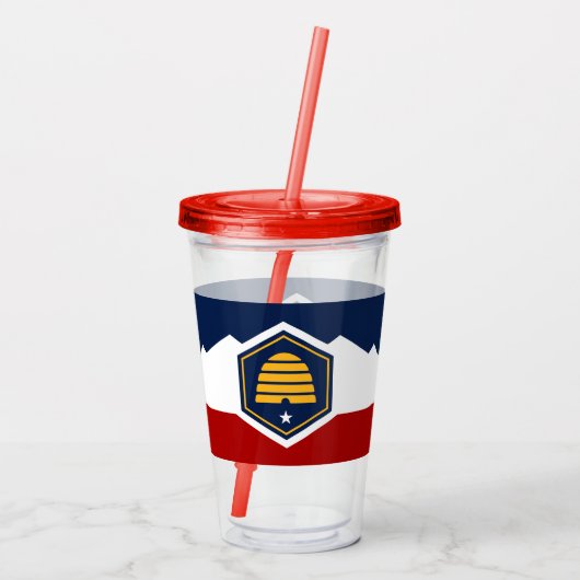 Patriotic Acrylic Tumbler with flag of Utah, USA アクリルタンブラー (裏面)