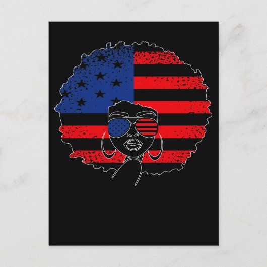 Patriotic African American Woman 4th of July ポストカード (正面)