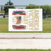 Patriotic America Victory Day Emblem with Soldiers 横断幕 (インサイチュ)