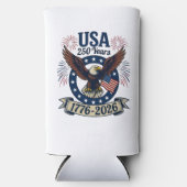 Patriotic American Eagle 250 Years 1776-2026 スリム缶クーラー (正面)