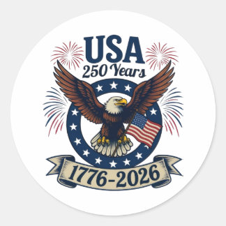 Patriotic American Eagle 250 Years 1776-2026 ラウンドシール
