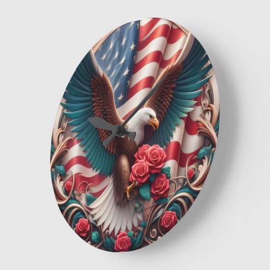 Patriotic American Eagle Clock ラージ壁時計 (傾斜)