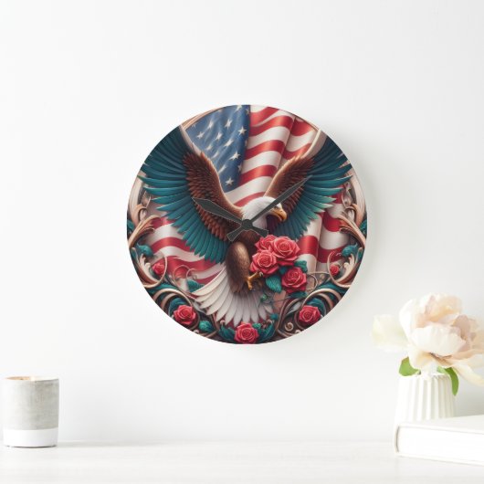 Patriotic American Eagle Clock ラージ壁時計 (ホーム)