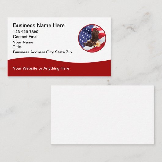 Patriotic American Eagle Modern Business Cards 名刺 (正面/裏面)
