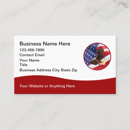 Patriotic American Eagle Modern Business Cards 名刺 (正面)