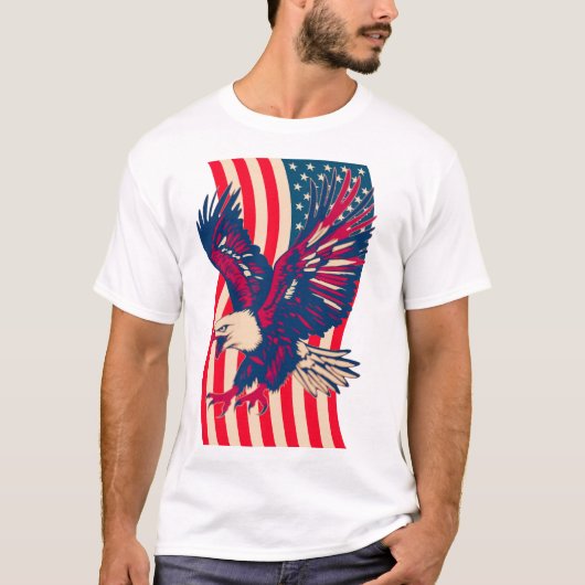 Patriotic American Eagle USA Flag Tシャツ (正面)