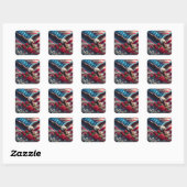 Patriotic American Flag and Eagle スクエアシール (シート)