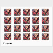 Patriotic American Flag and Eagle スクエアシール (シート)