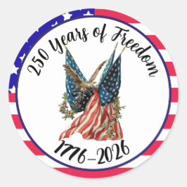 Patriotic American Flag and Eagle USA 250th ラウンドシール