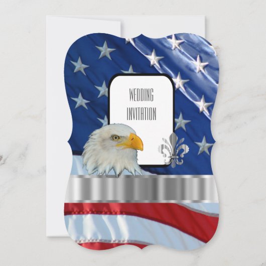 Patriotic American flag and eagle wedding Invitati 招待状 (裏面)