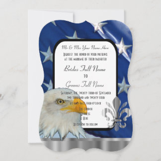 Patriotic American flag and eagle wedding Invitati 招待状