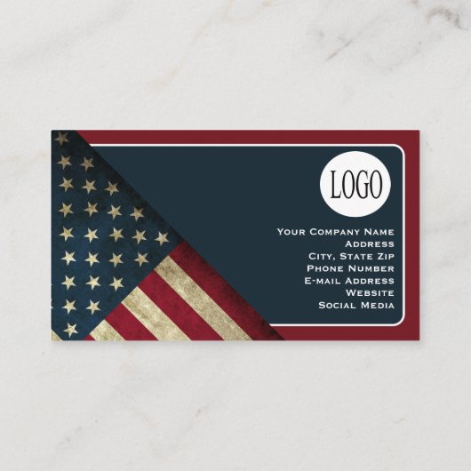 Patriotic American Flag Business Card 名刺 (裏面)