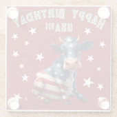 Patriotic American Flag Cow Illustration ガラスコースター (裏面)