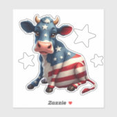 Patriotic American Flag Cow Illustration シール (シート)