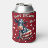 Patriotic American Flag Cow Illustration 缶クーラー (缶裏面)