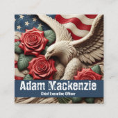Patriotic American Flag Eagle Business Cards スクエア名刺 (正面)