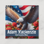 Patriotic American Flag Eagle Business Cards スクエア名刺 (正面)