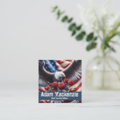 Patriotic American Flag Eagle Business Cards スクエア名刺 (スタンド正面)