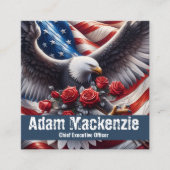 Patriotic American Flag Eagle Business Cards スクエア名刺 (正面)