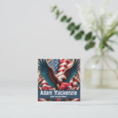 Patriotic American Flag Eagle Business Cards スクエア名刺 (スタンド正面)